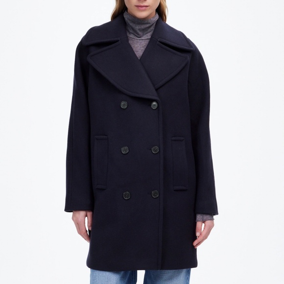 New MADEWELL Size XS Oversized-Collar Peacoat in Insuluxe Fabric Navy NT129 - Picture 6 of 7
